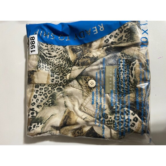 Vintage Liz Claiborne Blouse Women's XL Jungle Safari Print Short Sleeve - Picture 12 of 12